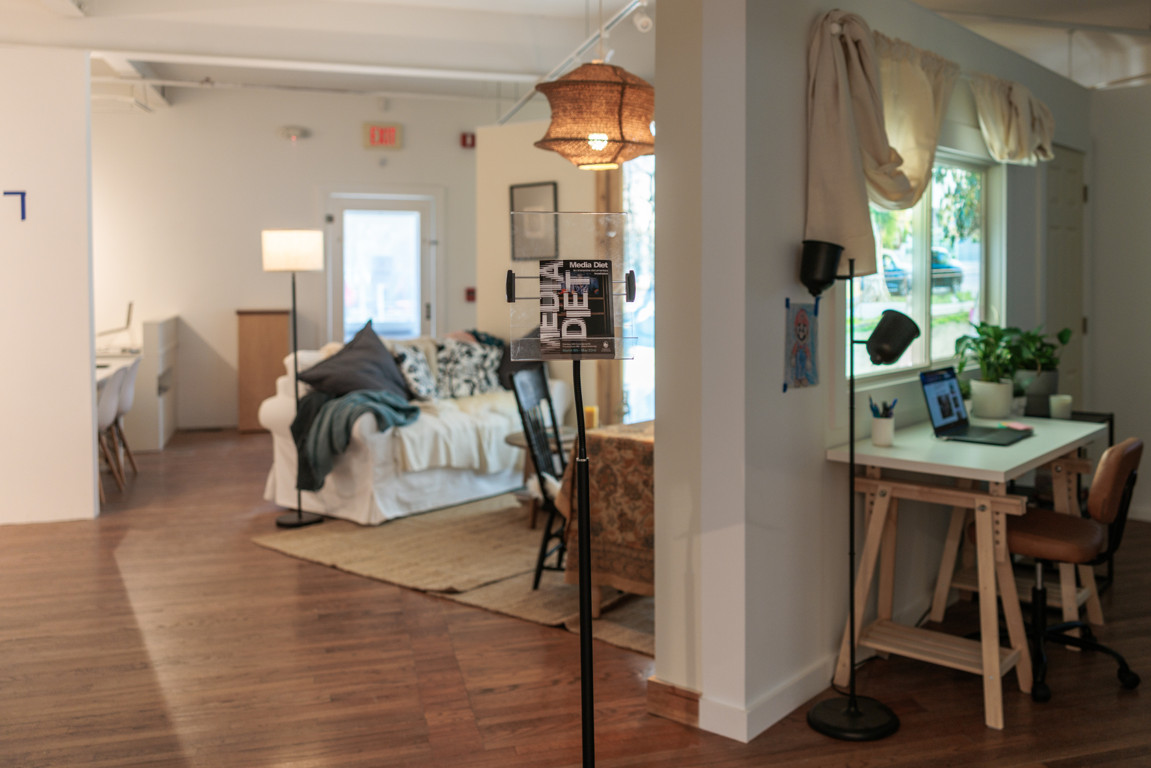 Wide gallery view of the Media Diet installation