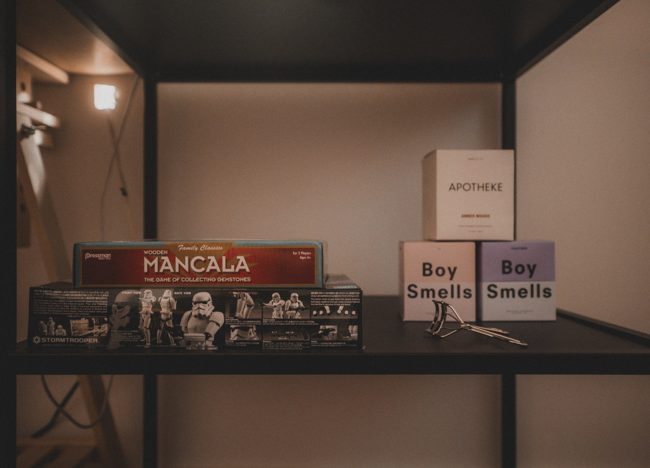 Detail view of the installation's living-room set